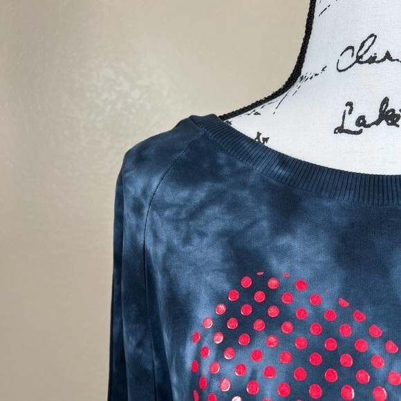 Tommy Hilfiger Blue Tie Dye Red Heart Side Stripe Sweatshirt Dress size L baddie - Picture 8 of 16